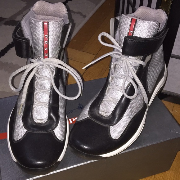 Mens prada American cup classic high tops sneakers - Picture 3 of 8